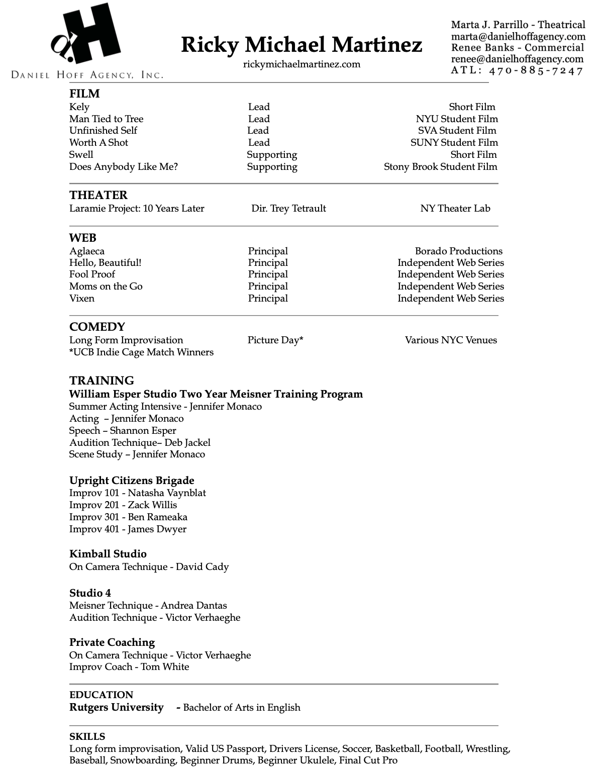 Ricky Michael Martinez resume